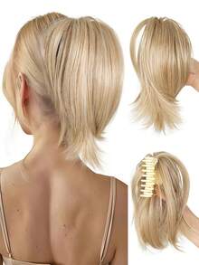 Women's Claw Clip Bun, Synthetic Hair Extensions, Short Straight Ponytail, Daily Hair Accessory - Multicolor - View 18