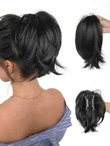 Women's Claw Clip Bun, Synthetic Hair Extensions, Short Straight Ponytail, Daily Hair Accessory - Multicolor - View 22