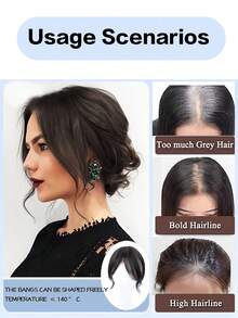 3D Natural Side Bangs Wig, Lightweight Clip-On Bangs With Sideburns, Elegant & Natural Looking Women Hairpiece, Hair Accessories - Multicolor - View 4