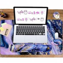 Large Keyboard Mouse Pad Set, Extended Mouse Pad+Keyboard Wrist Rest Support, Memory Foam Ergonomic Easy Typing, 4Pcs (35.4*15.9 In) Desk Pad Set For Home Office Study Game - Colorful-671326 - PurpleMarble - View 6