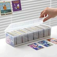 Caja organizadora compartimentada de plástico transparente con capacidad para más de 550 tarjetas de juego, caja de almacenamiento portátil con divisor ajustable para tarjetas - Solo caja - Ver 5