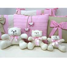 Trio Of Teddy Bears For Niche Snowflake Bow Boy Girl Bedroom Decoration - Rosa - Ver 2