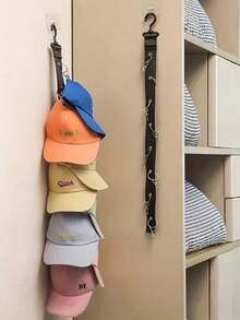 不锈钢帽子架，带 8 个夹子 - 可收纳 16 顶棒球帽 - 家居及衣橱非电动帽子收纳整理架 - 彩色 - 查看 4