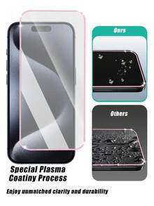 [2 miếng] Miếng dán màn hình, thiết kế khung viền lấp lánh màu hồng, cá nhân hóa, thân thiện với mắt, siêu trong suốt, tương thích với iPhone 17e/17 Pro Max/17 Pro/17 Air/17/16/16 Pro/16 Plus/16 Pro Max/15/15 Plus/15 Pro/15 Pro Max/14/14 Plus/14 Pro/14 Pro Max/13 Mini/13/13 Pro/13 Pro Max/12 Mini/12/12 Pro/12 Pro Max/11/11 Pro/11 Pro Max và các dòng máy khác, chống trầy xước, chống sốc, phủ toàn màn hình, dễ dàng lắp đặt. - Hồng - Xem 6