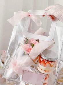 1/5 piezas Bolsa de regalo de PVC transparente y gruesa - Bolsa de regalo de boda para llevar en la mano, bolsa de compras | Adecuada para envolver regalos de Navidad, obsequios de fiestas de Halloween, regalos para invitados de bodas, regalos de cumpleaños, recuerdos de vuelta al colegio