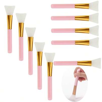 10 sztuk różowych silikonowych pędzli do maseczek, pędzli do makijażu, miękkich pędzli do maseczek, aplikatorów do maseczek
