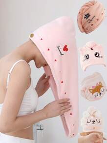 1/2/3 Stück bestickter Korallenfleece saugfähiger und schnell trocknender Badekappe, Gesichtsmaske Haarband, weiche saugfähige Duschhaube, Cartoon Badekappe, Einheitsgröße Duschhandtücher für Schönheitssalon, Hotel, Sport, Zuhause Essentials, Handtuch, Haut- und Haarpflege Handtuch Wrap