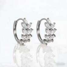 6pcs/Set Copper Zirconia Stone Minimalist Elegant Earrings Set, Versatile Fashion Jewelry Suitable For Mother's Day Gift