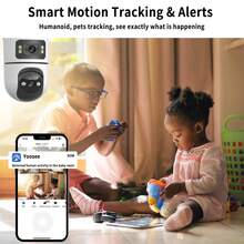 4MP 双镜头 WiFi 安全摄像头，支持 AI 人体追踪、彩色夜视和双向音频，适用于家庭安全 - 白色 - 查看 7