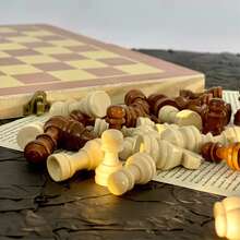 Ajedrez clásico de familia con plegado y almacenamiento para adultos, ajedrez de madera, regalo para Navidad, cumpleaños, Año Nuevo, regalo de juegos - Multicolor - Ver 6