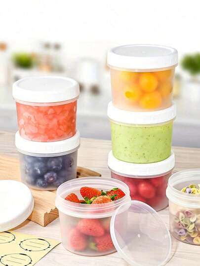 可重复使用的防漏酸奶布丁罐，带翻盖 - 用于隔夜燕麦片、酸奶、冰淇淋、谷物和水果布丁的容器，节省空间的圆柱形设计，防漏食品储存，乳制品保管器，光滑的容器外观