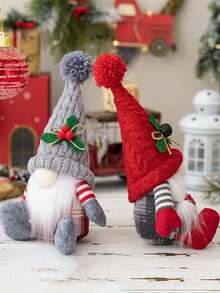 1 szt. pluszowych krasnali świątecznych, dzianinowych czapek pluszowych krasnali, skandynawskich figurek, nordyckich pluszowych ozdób krasnali, ozdoby świąteczne krasnali, dekoracja stołu, ozdoby świąteczne do wystroju domu