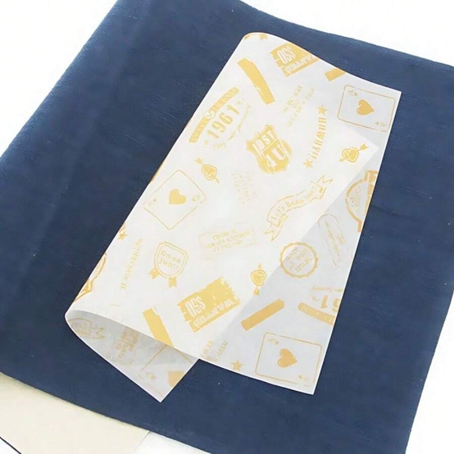 50pcs  Artistic Gold Pattern Baking Paper | Retro Emblem Love Pattern Cake Mat/Dessert Packaging Appearance Practical Dual Online - 白色 - 查看 1