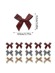 60 件迷你圣诞丝带蝴蝶结，白色、亚麻色和格子丝带蝴蝶结，冬季家居装饰，圣诞装饰，红色和黑色格子，农舍风格蝴蝶结装饰，派对用品，适用于冬季装饰、家居、墙壁和树木装饰，圣诞装饰 - 彩色 - 查看 8