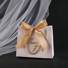 15/12/10/8/6/5/1pc, Size 4.5x1.8x3.9 Inches, Mini Thank You Gift Bags With Bow, Pink Pattern Paper Gift Bags, Suitable For Wedding, Valentine's Day Gift Packaging, Party, Birthday, Wedding, Bridal Shower Favors, Wedding Guest Gifts, Gift Boxes, Wedding Reception Decor (Black), Halloween Decor, Halloween Party Supplies - Black - View 8