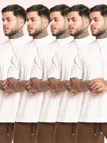 Kit Of 5 Premium Men's Oversized T-Shirts, Trap Street Style,  Bodybuilder, Father's Day - 5 người da trắng - Xem 1