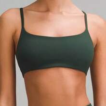 Double Band Gym Top With Removable Pads, Thin Straps, Zero Transparency, Fashion Colors - 軍綠色 - 查看 2