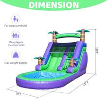 21 Ft(L) Inflatable Backyard Water Slide For Kids & Adults, Commercial Grade PVC Pool, 6 Ft Long Waterslide, Purple Outdoor Castle, Summer Fun, Dry Wet Use, No Blower,  21 X 9 X 12 Ft - Purple - View 3