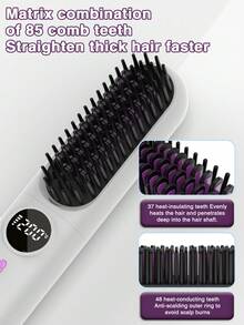 GENAI 直发梳，便携式负离子直发刷，长效电池热梳直发器，轻巧迷你便携，防烫设置 - 彩色 - 查看 7