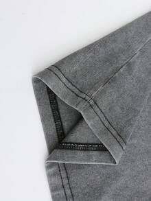 Uaddw Brand Y2K, [Retro Cotton T-Shirt]High-Quality 100% Cotton Men's Retro-Style T-Shirt Featuring A Brain Skull And Human Evolution Silhouette Pattern, Washed Short-Sleeve, Street Style, Funny Graphic Tees For Men, Fashionable And Versatile Casual Wear, Camiseta Para Hombre. - Xám - Xem 4