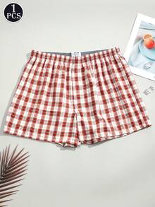1 Pc/Pack Men's Breathable Elastic Waist Printed Boxer Shorts, Loose Casual Underwear