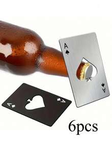 1/4pcs Spades A Heart Portable Stainless Steel Bottle Opener, Can Be Put In Your Wallet And Pocket, Suitable For Home, Wedding Party, Groomsmen Bridesmaids Gifts, Party Favors, Suitable For Opening Beverage Bottle Caps, Glass Bottles Drinks, Etc., One-Piece Design Is Easy To Clean, Interesting And Creative Design., Valentine's Day Party, Home Decor, Home Gifts - Multicolor - View 3