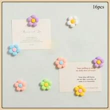 12pcs Creative Kitchen/Home Decor 5-Petal Flower Resin Fridge Magnets, Stick Notes, Photos On Whiteboard/Blackboard, Cute Decorative Items For Office Desk, Kitchen, Storage Cabinet, Dishwasher, Home Decoration, Gifts For Friends And Family - Multicolor - View 19
