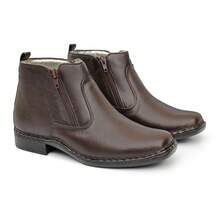 Bota Botina Ed Shoes Couro Palmilha Gel Anti Stress Antiderrapante - Café - Visão 6