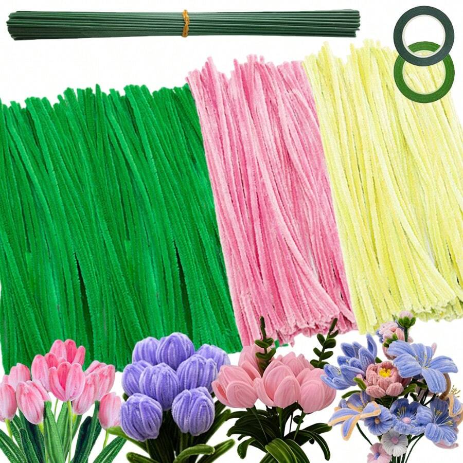432pcs/Set Color Flower DIY Twisting Felt Pipe With Flower Wire Flaral Tape Handmade Floral Art Flower Making Material Mother's Day Gifts - Multicolor - View 1