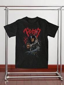 Berserks Anime Shirt Manga Shirts Anime Fan Gift RIPs Kentaro Miura Shirt Anime Chracters COTTON Short Sleeve Printing T-Shirt - 黑色 - 查看 1