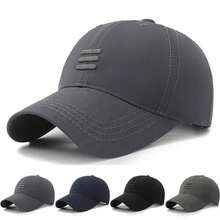 Gorras de béisbol con bordado de tres líneas horizontales, sombreros casuales ajustables para exteriores, primavera y otoño, sombrero protector solar - Azul Marino - Ver 1