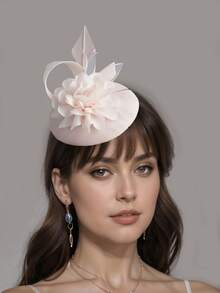 1pc Women's Flower Fascinator Hat Sinamay Tea Party Fascinator Derby Hat Wedding Fascinators Hats Pillbox Hat Feathers Headband With Hair Clip For Women Mini Hats Tiny Hats Mini Top Hat Mini Cap, School Stuff, Autumn, Rave, Halloween Accessories, Bride To Be