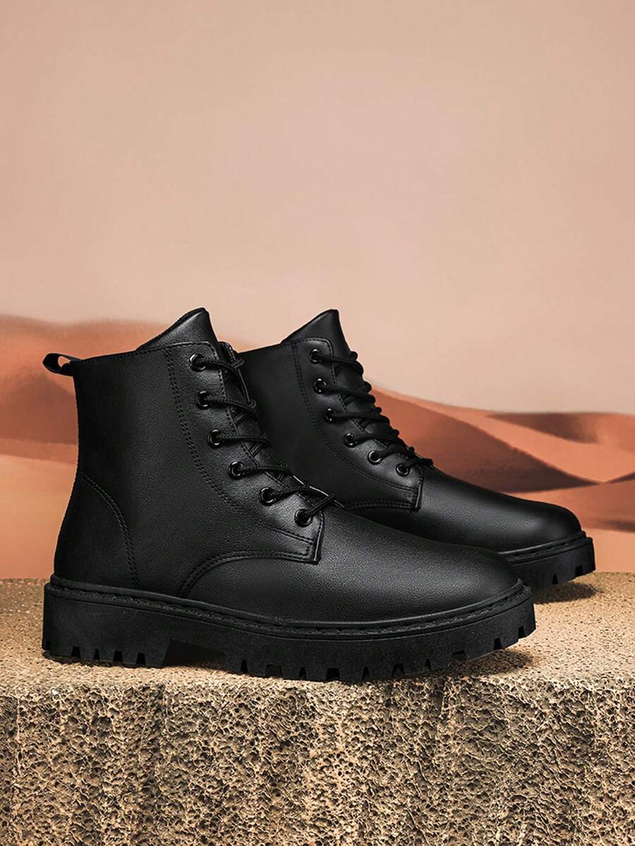 Black High-Top Boots For Men, Waterproof, Thick Sole, & Versatile, Spring/Summer