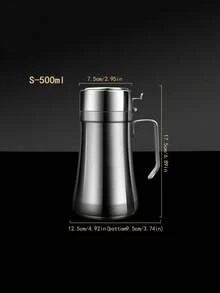 1pc Leak-Proof Stainless Steel Oil Dispenser & Seasoning Dispenser - Easy To Clean Kitchen Seasoning Tool With Bottle - Silver - View 8