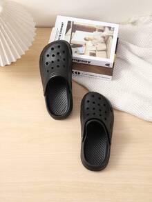 女士简约厚底穿孔凉鞋 - 黑色 - 查看 2