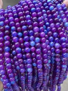 15 英寸 6/8/10 毫米天然舒俱来石珠 | 细腻纹理天然紫蓝色调珠子，适合 DIY 珠宝制作 - 紫色 - 查看 5