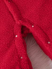 Weihnachtsstil Baby Herbst/Winter Kapuzen-Fleece-Jumpsuit mit Schal, niedlich & bequem, geeignet für Feiertagspartys, sinnvolles Geschenk für Baby Jungen oder -mädchen