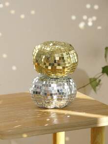 1 pieza Decoración creativa con diseño de calabaza con láser dorado y plateado con reflejo de espejo, adecuado para fiestas festivas, salas de baile, decoraciones de bar, decoraciones de calabaza con láser disco, decoración retro para el hogar, adornos de mesa, decoración con tema disco, suministros para fiestas de cumpleaños y bodas, decoración de Acción de Gracias y Festival de la Cosecha (Regalos de cumpleaños)