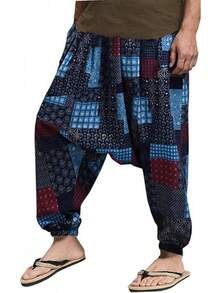 Mens Womens Harem Pants Loose Fit Boho Yoga Hippie  Drop Crotch Trousers-20256688 - Phong cách 4 - Xem 1