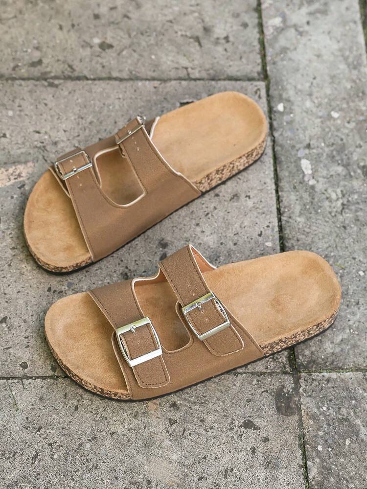 1双女士超大码经典棕色舒适防滑耐穿拖鞋，女士夏季勃肯鞋，可调节双扣设计，适合纤细和宽脚型 - 棕色 - 查看 6