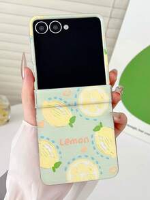 Kreative einfache rosa Erdbeere gelbe Zitrone Graffiti Handyhülle kompatibel mit Samsung Galaxy Z Flip 7 6 5 4 3 5G stoßfeste Schutzhülle, wasserdicht, stoßfest, kratzfest