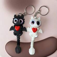 How to Train Your Dragon 1/2 Stücke 3D gedruckter Schlüsselanhänger Drache süßer Anhänger Schlüsselanhänger Paar schwarz-weiße Version; Tasche Anhänger, unisex Party Geschenk, lustiges Design, zarte Textur, handgefertigt, exquisites Geschenk, Schlüsselanhänger Nacht Bremse Zahnlos süß kreativ Paar Schultasche Anhänger, Auto Dekoration Anhänger, schwarz-weiß dekorativer Cartoon Tasche Anhänger, Schulanfang Saison Geschenk, Geburtstag, Halloween, Weihnachtsgeschenk