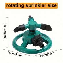 360° Rotating Garden Sprinkler – Adjustable Durable Lawn & Plant Watering Tool | Easy-Connect Hose Setup  | Ideal For Small To Medium Yards, Flower Beds & Patios - 墨綠色 - 查看 5