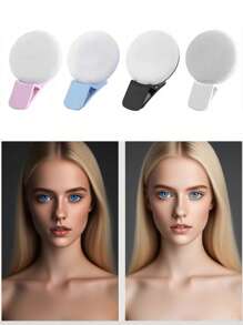 Luz LED de selfie compatible con iPhone, iPad, computadora portátil, mini anillo de luz, luz de relleno de foto, anillo de luz de video, lámpara de clip de fotografía, adecuada para selfies y transmisión en vivo, capacidad de batería de luz portátil: 30mAh