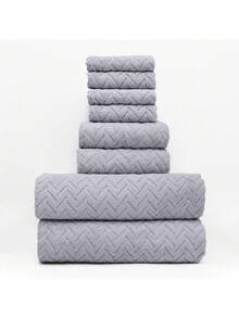 Juego de 8 toallas de felpa de coral, 2 toallas de baño extra grandes, 2 toallas y 4 toallas de mano, suave y absorbente juego de toallas de baño para salón de belleza, hotel, deportes, artículos esenciales para el hogar, toalla, cuidado de la piel