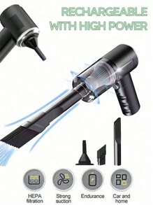便携式车载吸尘器,超强功率,大吸力,无线充电手持式吸尘器,非常适合清洁家居、键盘、沙发 - 彩色 - 查看 2