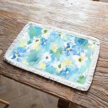 1 peça de jogo americano com estampa floral vintage, jogo americano de jantar com borlas de linho, decoração de mesa lavável, decoração de quarto, jogos americanos, porta-copos, jogos americanos de mesa de jantar de cozinha, decoração de festa interna e externa, decoração de casa, presente ideal - Multicolorido - Ver 17