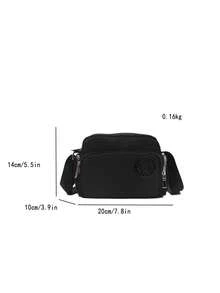 Ví đeo chéo mini đựng tiền xu, kiểu dáng cổ điển thời trang, chất liệu nylon màu trơn, thiết kế chữ cái trang trí, túi đeo vai có khóa kéo, nhiều ngăn, thích hợp cho các hoạt động thể thao ngoài trời, du lịch, mua sắm, đi làm, dự tiệc, hẹn hò và các dịp khác, túi xách thời trang dành cho nữ. - màu đen - Xem 2