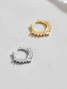 2 chiếc/1 chiếc Nhẫn mũi giả hình giọt nước đính đá Cubic Zirconia mạ vàng và bạc 18K, kẹp mũi không xỏ khuyên, trang sức xỏ khuyên giả cho cơ thể phù hợp cho nam, nữ, cặp đôi để hẹn hò và đeo hàng ngày - Nhẫn mũi zirconia nhiều lỗ giả - Xem 13