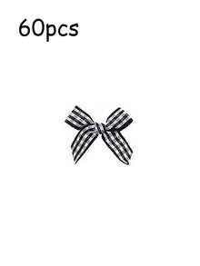 60 件迷你圣诞丝带蝴蝶结，白色、亚麻色和格子丝带蝴蝶结，冬季家居装饰，圣诞装饰，红色和黑色格子，农舍风格蝴蝶结装饰，派对用品，适用于冬季装饰、家居、墙壁和树木装饰，圣诞装饰 - 彩色 - 查看 14